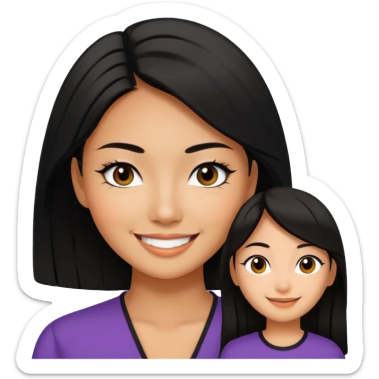 asian tanned beauty standard, pretty bratz baddie, black Eyeliner, she's smiling. sticker