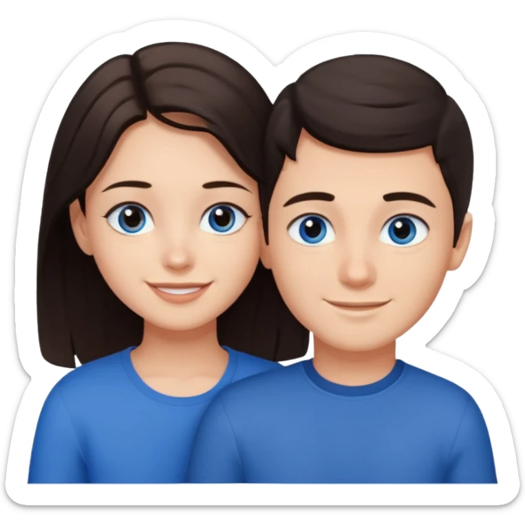  Chłopak z ciemnymi włosami z brązowymi oczami przytulający się do brunetki z niebieskimi oczami sticker