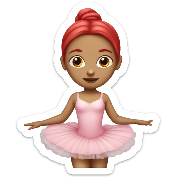 White skin ballerina with pink dress and red hair sticker