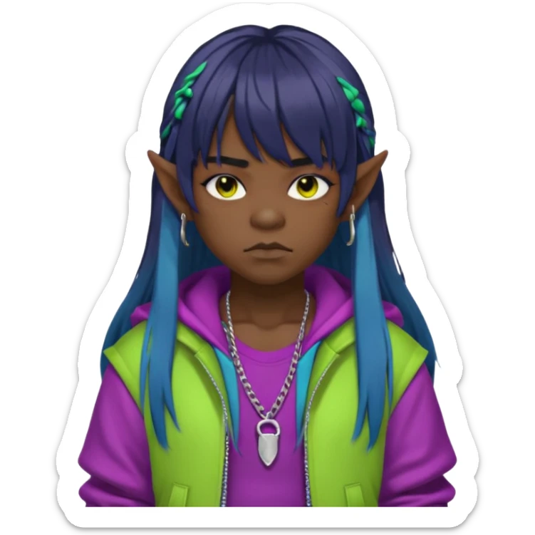  portrait-of-a-orc-k-pop-idol,-wearing-a-stylish-streetwear-outfit-with-layered-colorful-clothing,-long-hair-with-bangs,-makeup,- sticker