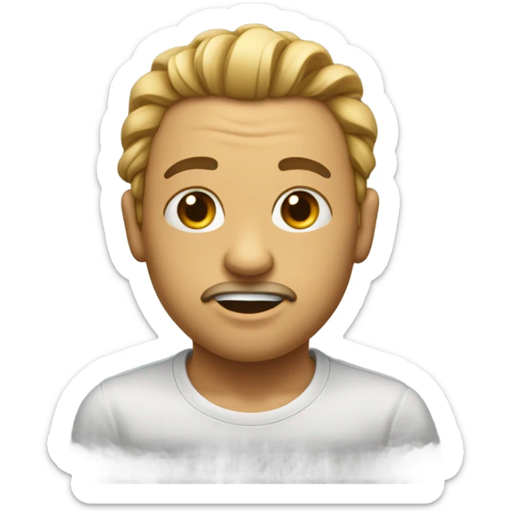 Emoji with lips to the side with eyes looking down putting excess hair behind ear sticker