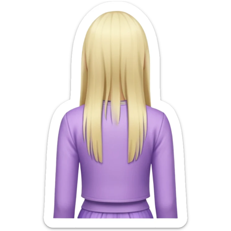 back view of a person, blonde with long straight hair, wearing pastel purple clothes, variation 3 sticker