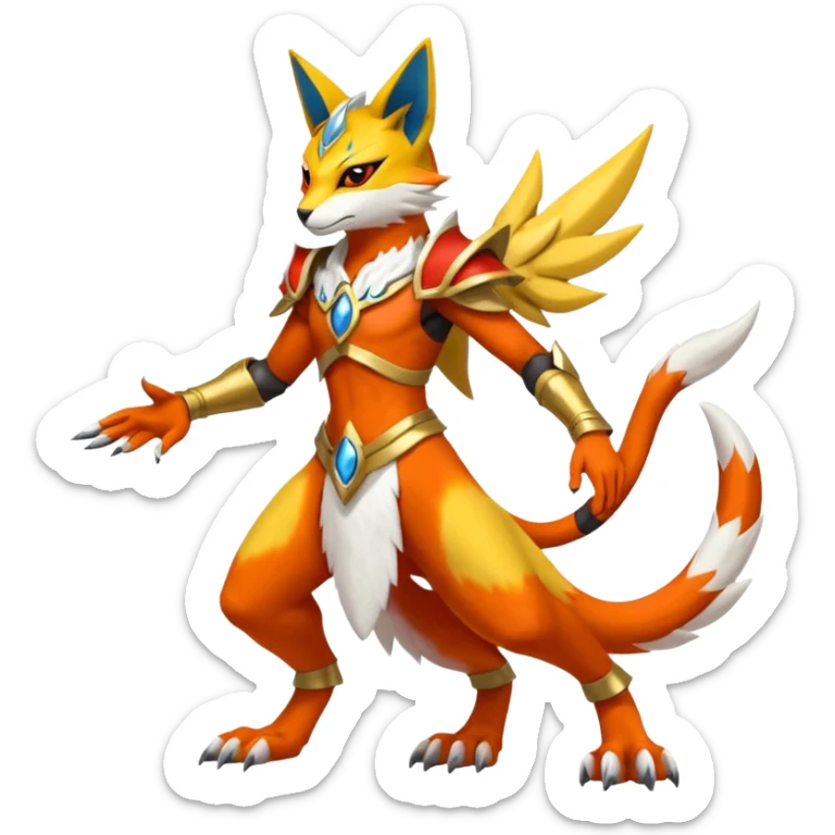 Latias-Koraidon-Renamon-Zeraora-Bastet-Fakémon-fusion-creature, full body sticker