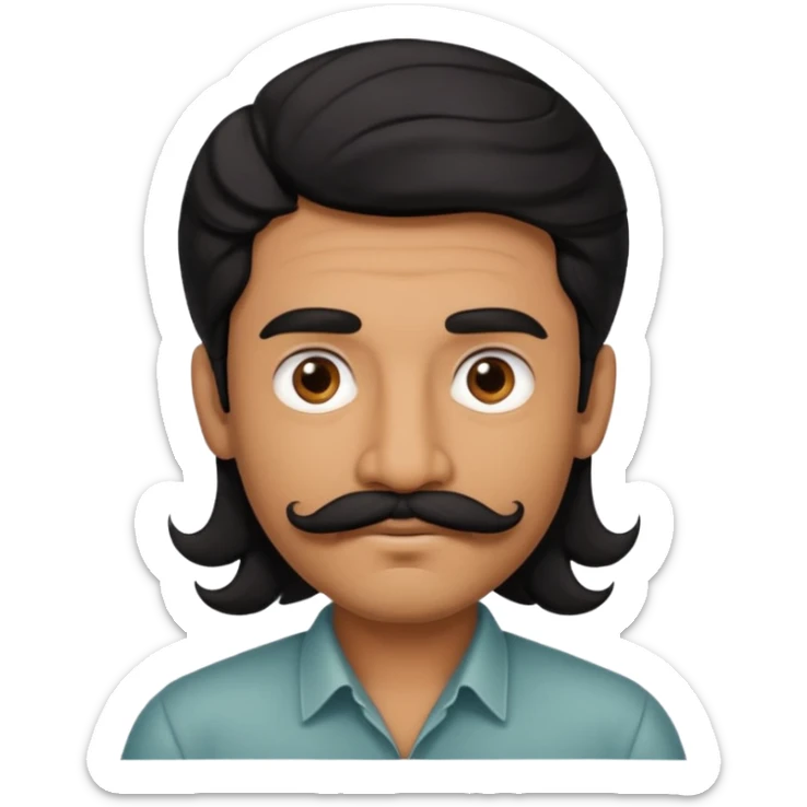 Indian fat guy south Indian wavy medium black hair ,tan darker skin sticker