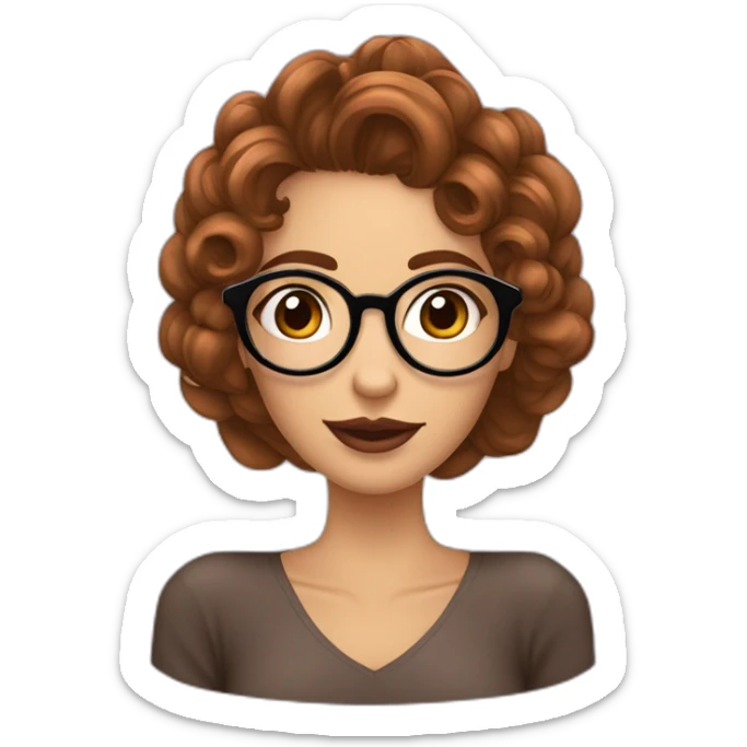 Fille qui porte des lunettes aux cheveux marron ondulée avec uzn cicatrice dans les sourcils et un bouche pulpeuses sticker