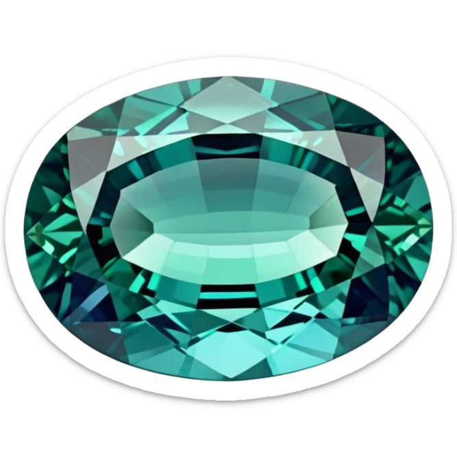 Oval cut indicolite tourmaline showing rich blue color with slight green undertones sticker