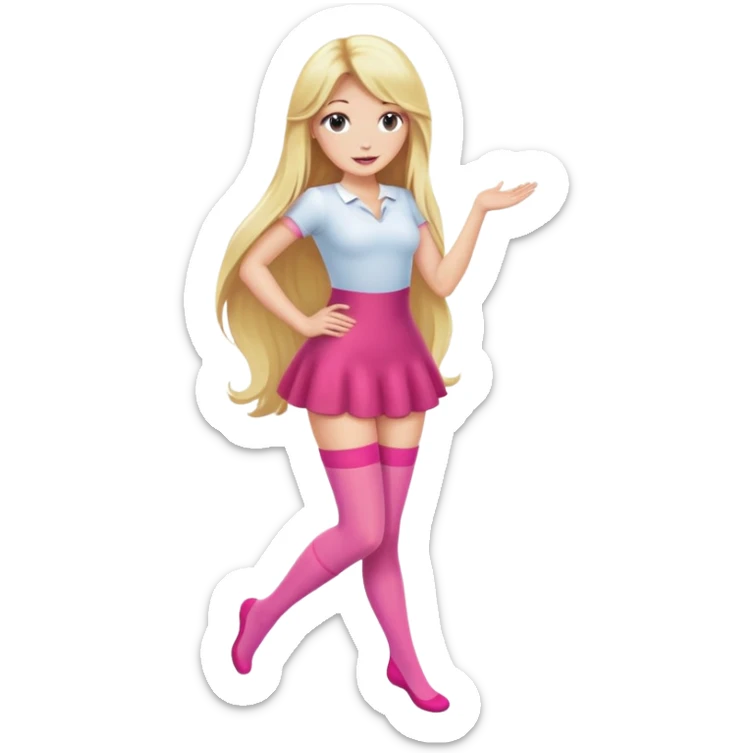 Blonde woman with long hair wearing pink stockings, posing sticker