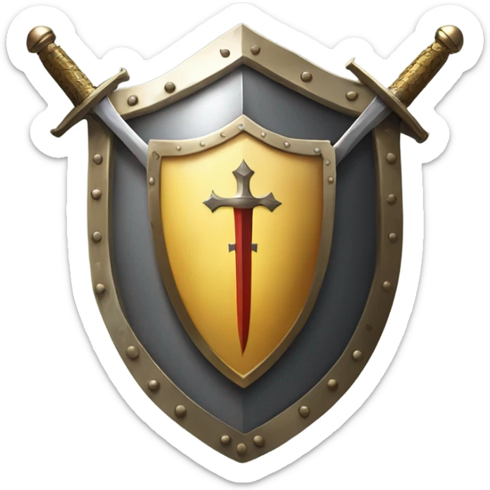 big outstanding Shield of Faith with matching sword in a knights hand wearing Christian faith based armour sticker