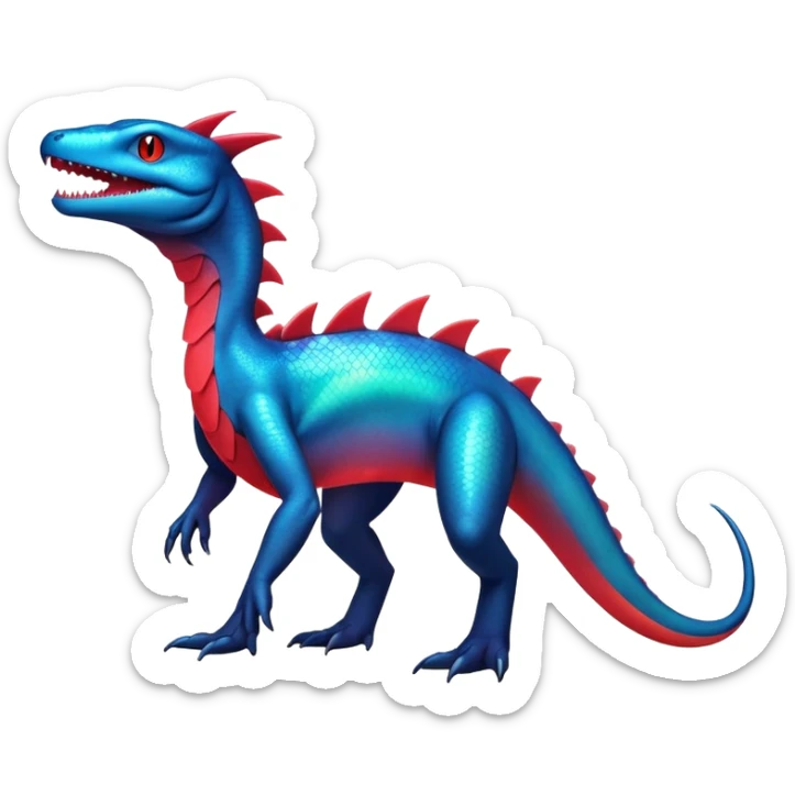 Colorful Iridescent Exotic Salandit-Aurorus-Salamence-Fakémon-hybrid-creature (full body)  sticker