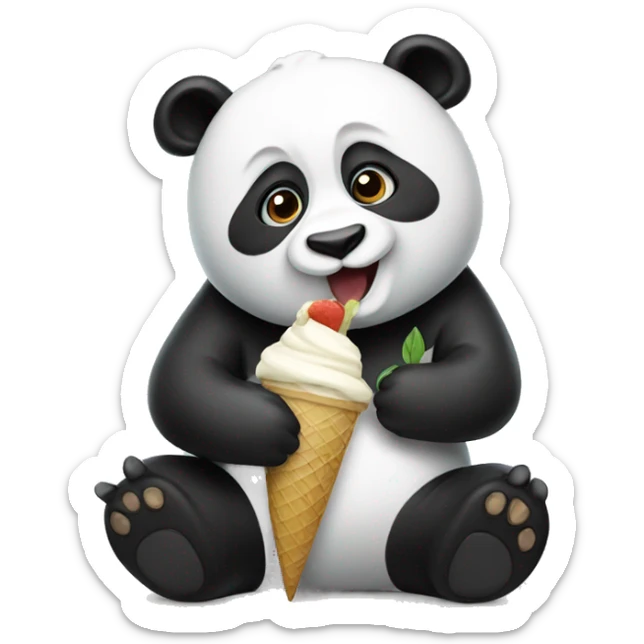 Panda eating ice cream sticker