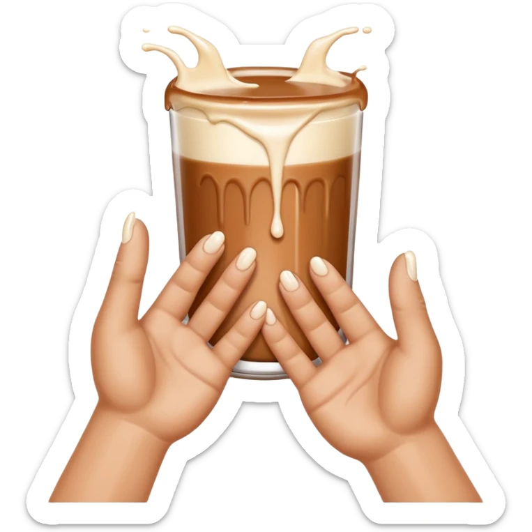 milk dripping directly off palm of brown hand with 5 fingers sticker