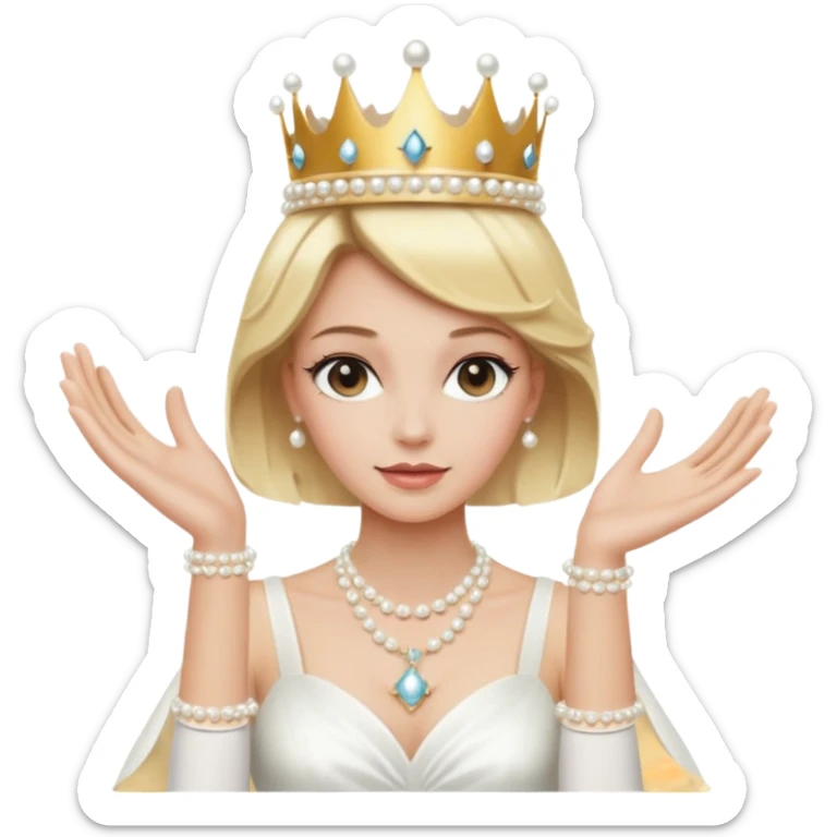 Blonde Elegant blonde princess with white gloves and pearl necklace, wearing crown.
 sticker