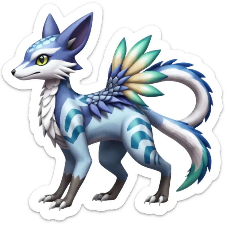 Meloetta-Sergal-Silvally-Genet-Palkia-Dialga-hybrid-fusion-Fakémon-creature, full body sticker