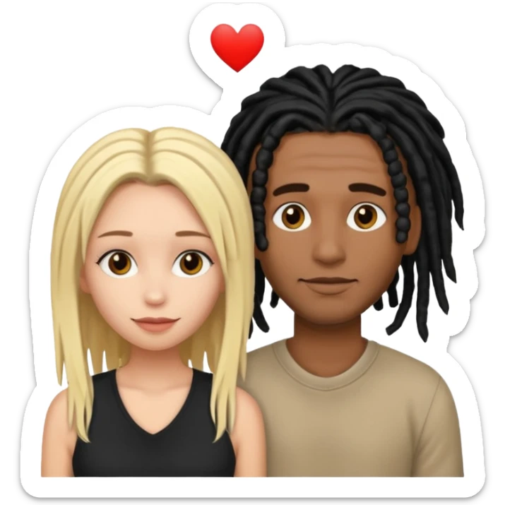 Brown skin man with black dreads in love with white skin woman blonde hair sticker