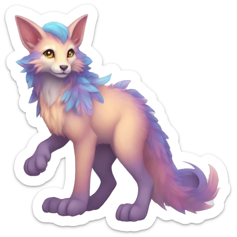 Kawaii bright fantasy ethereal anthro fursona Fakemon animal creature sticker