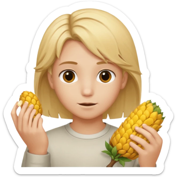 Je veux un garçon brun avec des mèches blondes qui montre à la caméra ses cheveux avec des mèches blondes sticker