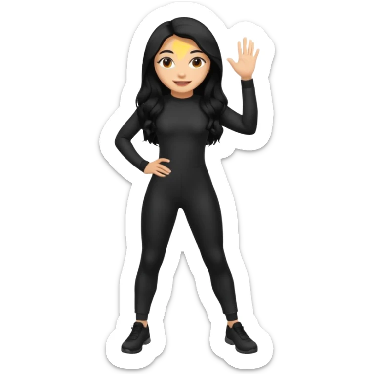 Make a lightskin Hispanic girl with long black hair. Wearing an all black tight jumpsuit  sticker
