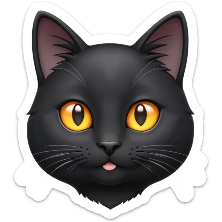cinematic-cute-black-cat-portrait-emoji,-head-tilted-playfully-and-inquisitively,-sleek-black-fur-with-subtle-hints-of-deep-gray,-simplified-yet-adorable-features,-highly-detailed,-glowing-with-a-warm,-friendly-glow sticker