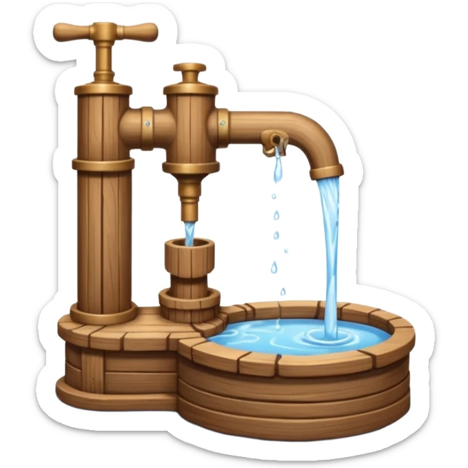 Ghibli style water pump with water pouring out of it sticker