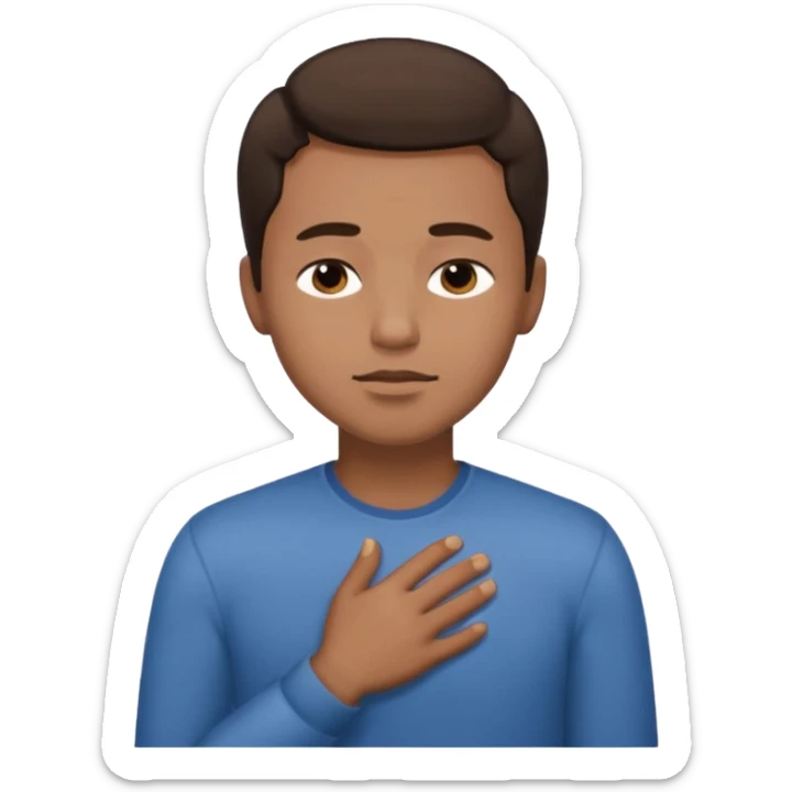 una mano en pecho ojos cerrados hombre multirracial sticker