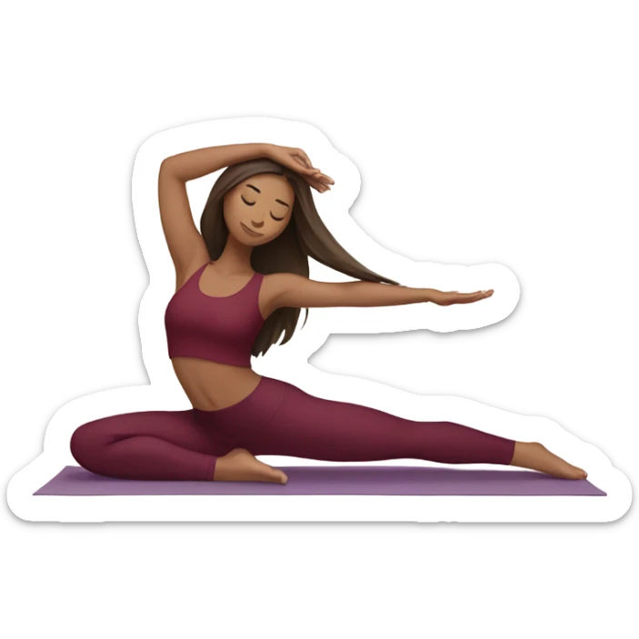 yoga girl burgundy clothes brunette long hair sticker