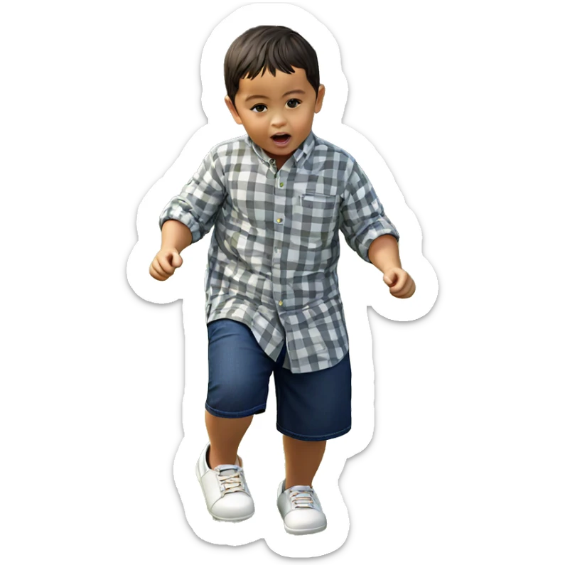 boy playing outdoors in grass sticker