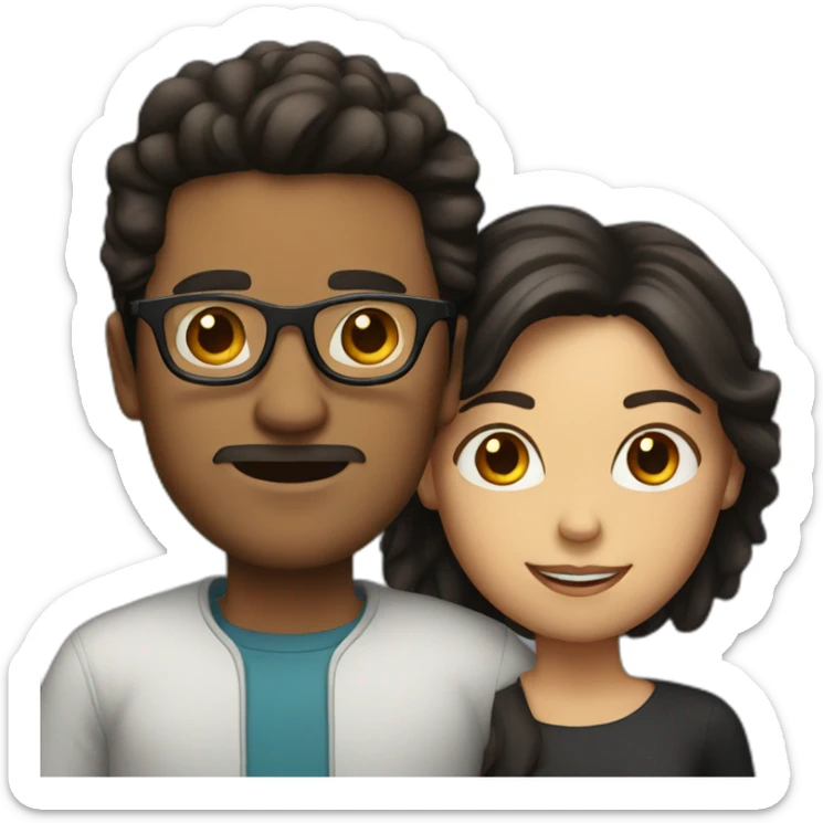 Brown Guy with black hair and brown hair with glasses Woman sticker