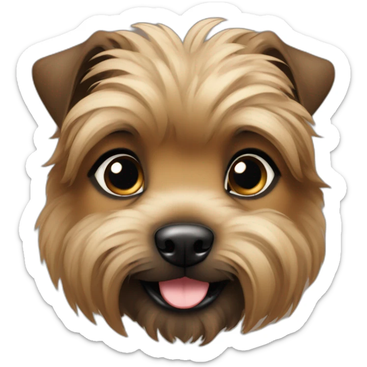 bouvier fawn brown and black puppy face very long hair smiling dark short ears sticker