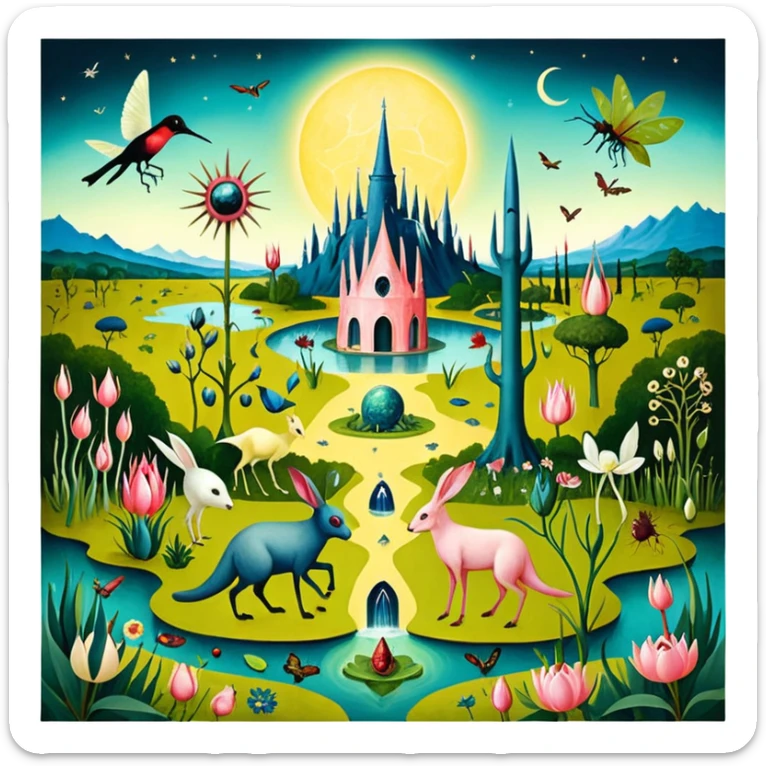 solarpunk - hieronymus bosch phantasmagoric depictions of the garden of earthly delights sticker