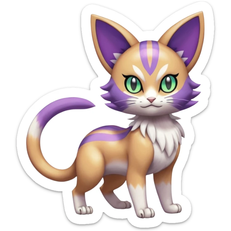 Meloetta-Purrloin-Gatomon-Trico-Pokémon-Fakémon-fusion-hybrid-creature sticker