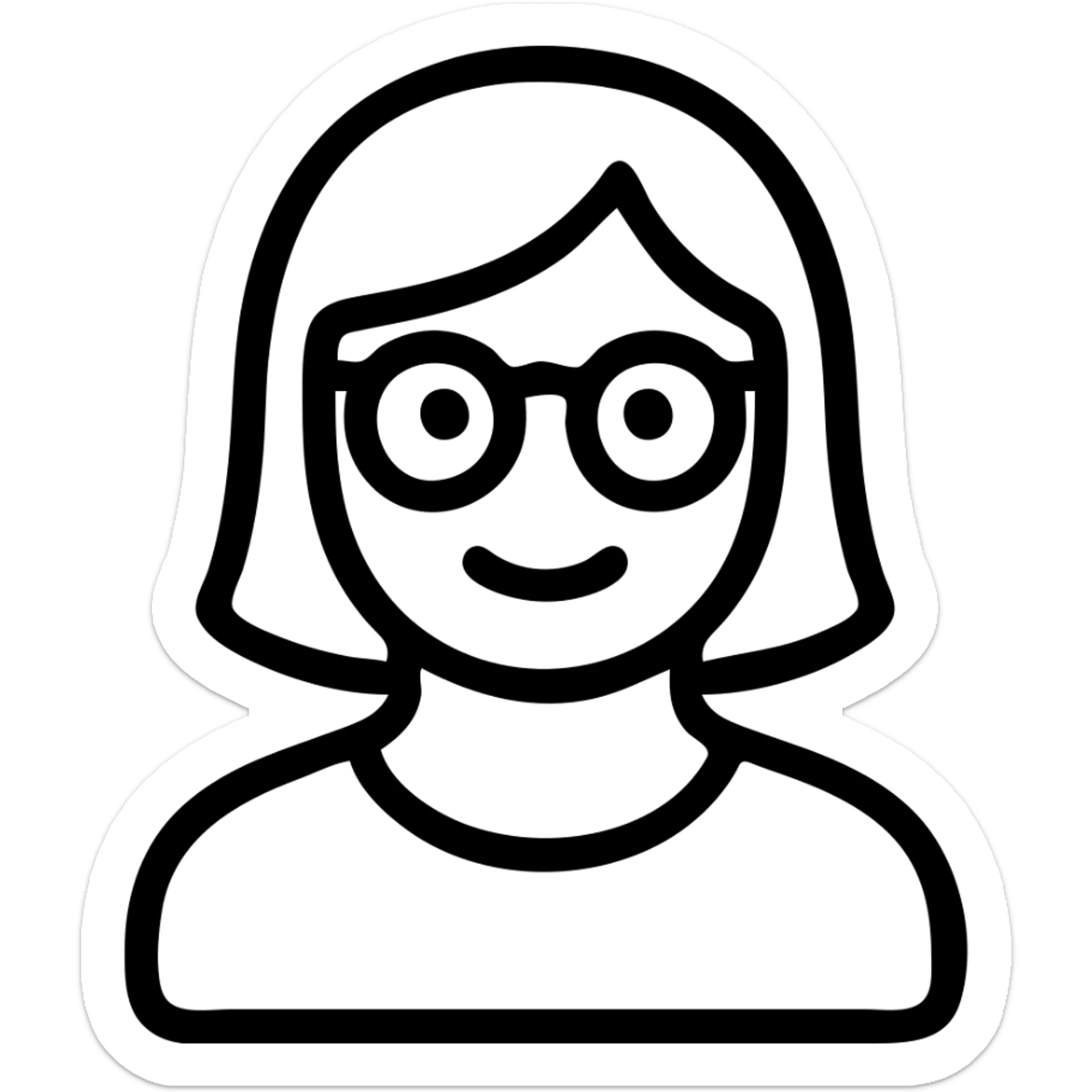 Add glasses to the woman, keep the icon simple and modern, clean lines, minimal color, suitable for an app icon, with no background sticker