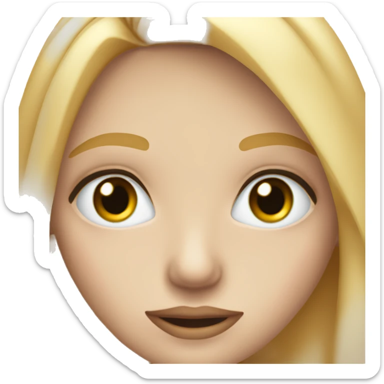una chica de 15 años rubia, con ojos azules, blanca de piel y labios Medianos sticker
