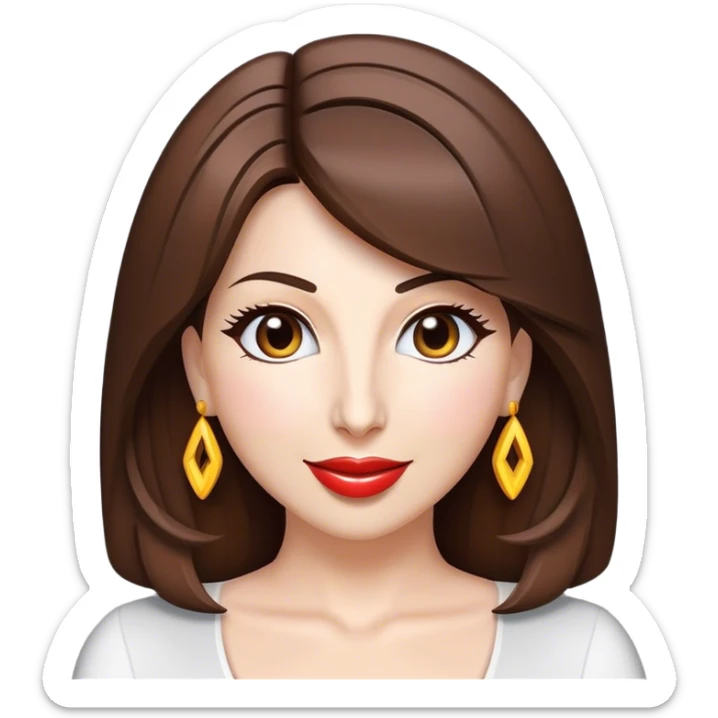 Cinematic Realistic Nancy Ajram Pop Culture Emoji, depicted with a charismatic modern portrayal of the celebrated singer rendered with crisp detail and energetic lighting. sticker