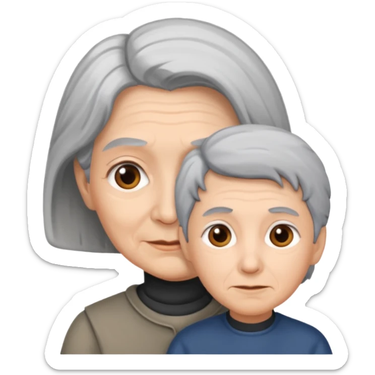 lo mismo que estas haciendo solo coloca alado de la abuela un hombre joven  sticker