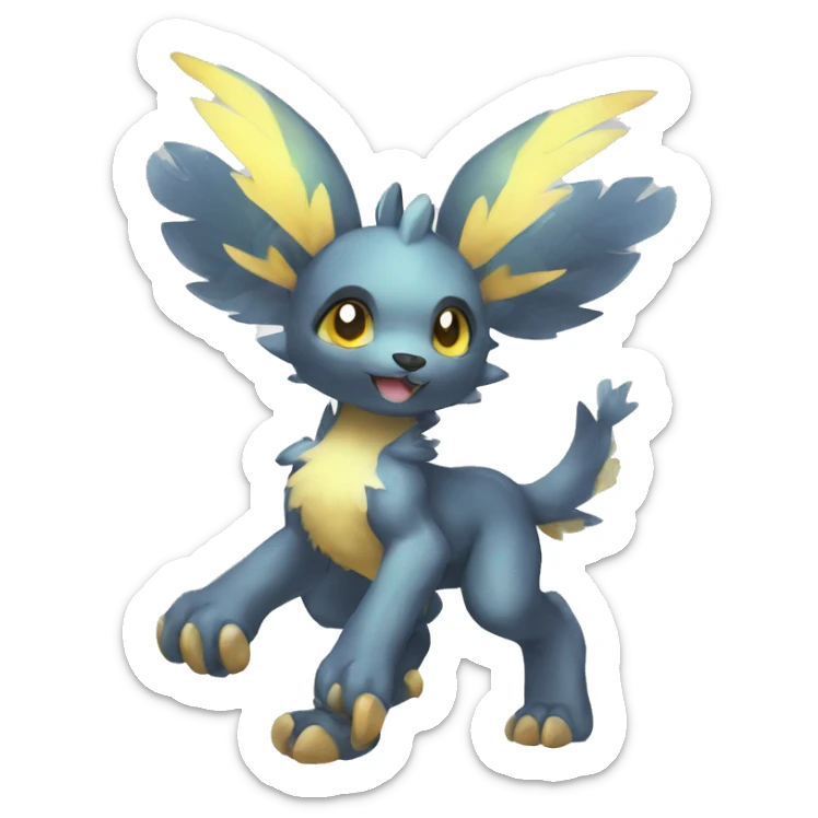 Cute cool shiny fantasy animal hybrid Fakemon full body sticker