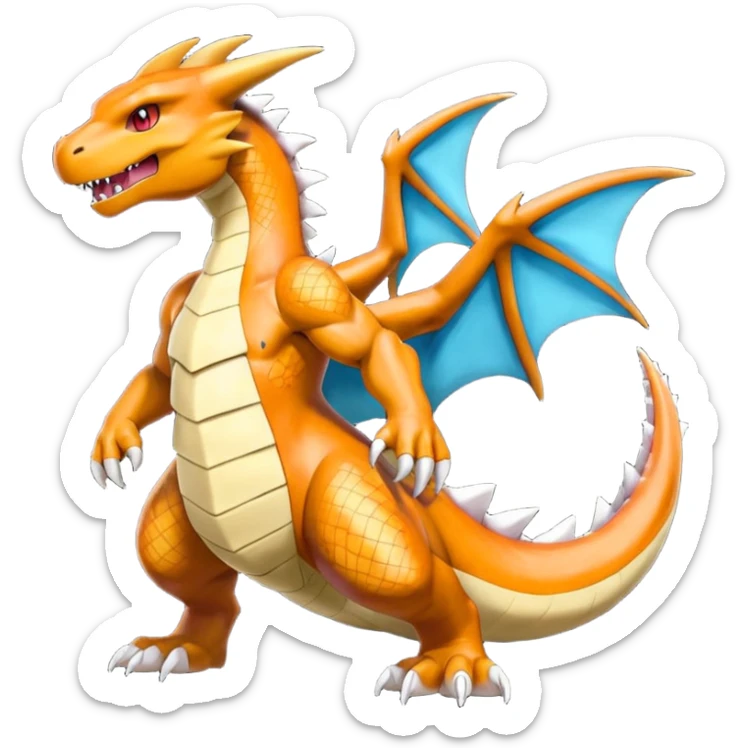 Shiny Koraidon-Marowak-Charizard-Gabite-Fakémon-hybrid-creature (full body)  sticker