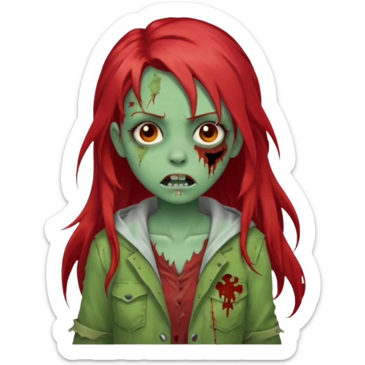 i want a zombie girl emoji with long red hair sticker