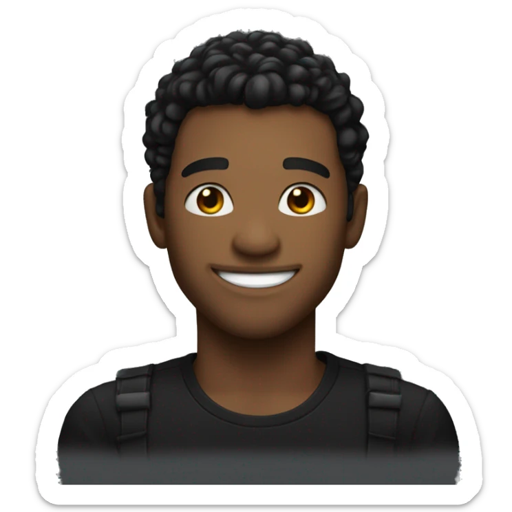 smiling solo in black shirt with less poofy hair sticker