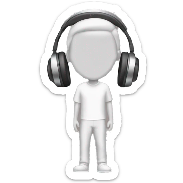 man with laptop headphones phone only upper part of body real-skin-tone sticker