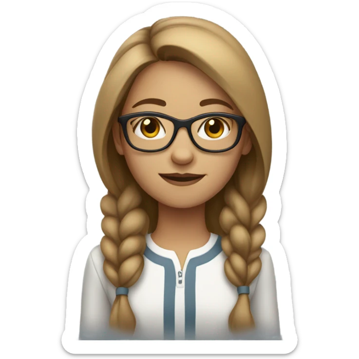 Girl with light brown hair and glasses sticker