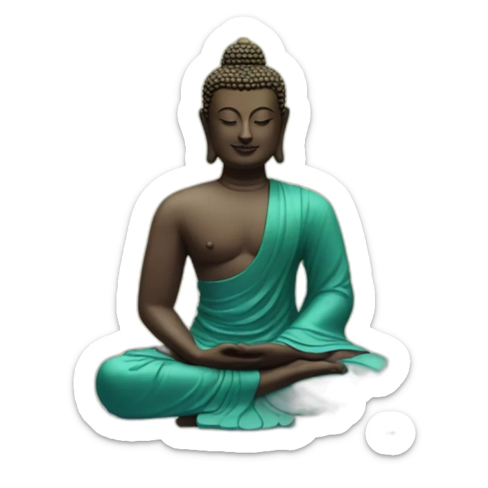 Buddha wishes you merry Christmas with presents in front of Christmas decorations sticker