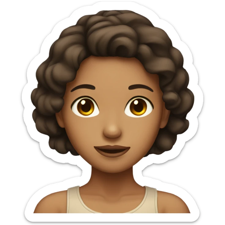 tan girl with dark brown hair sticker