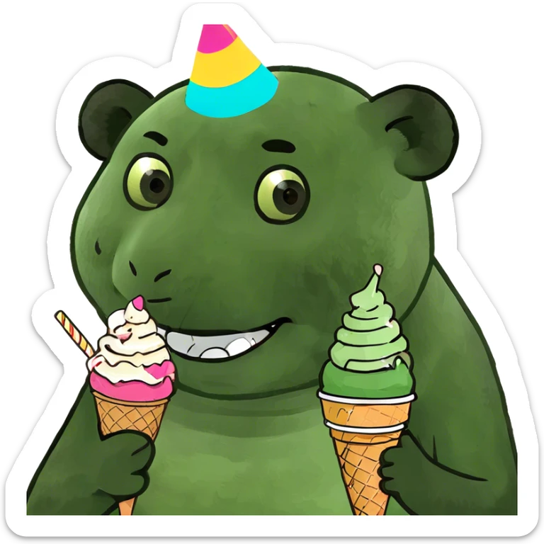 Panda eating ice cream sticker