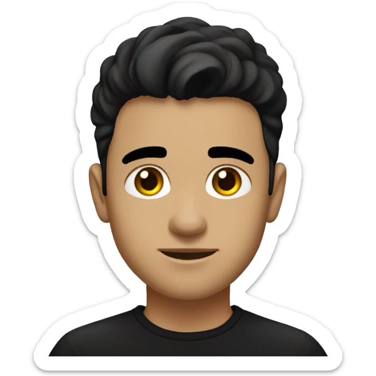 casual portrait of a light brown male in black shirt with gold chain and short black hair with a fade and dark brown eyes sticker