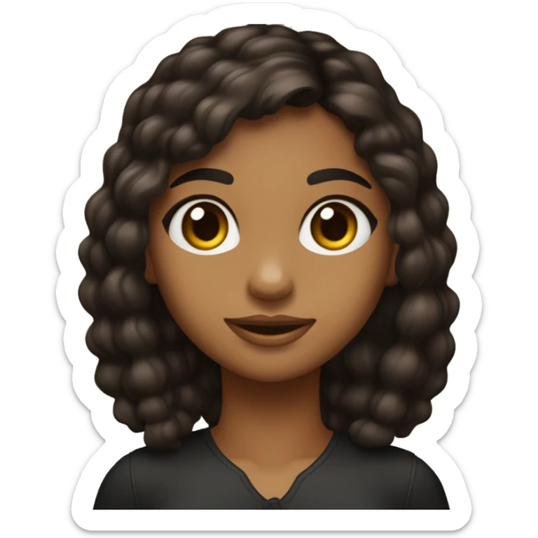 menina morena olhos pretos cabelo liso e preto pele marrom claro sticker