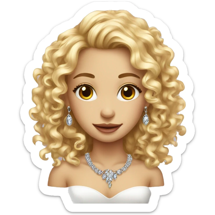 blonde beautiful girl curly hair with jewelry portrait sticker