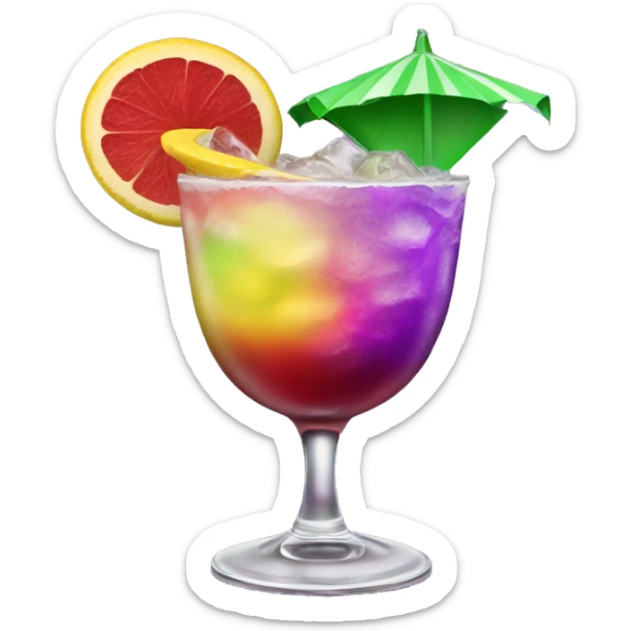 Realistic new orleans purple green red yellow pink hurricane cocktail drink sticker