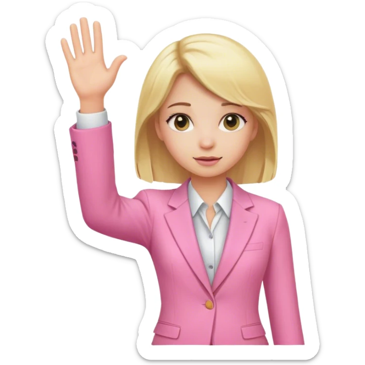 Blond girl pink suit hand  sticker