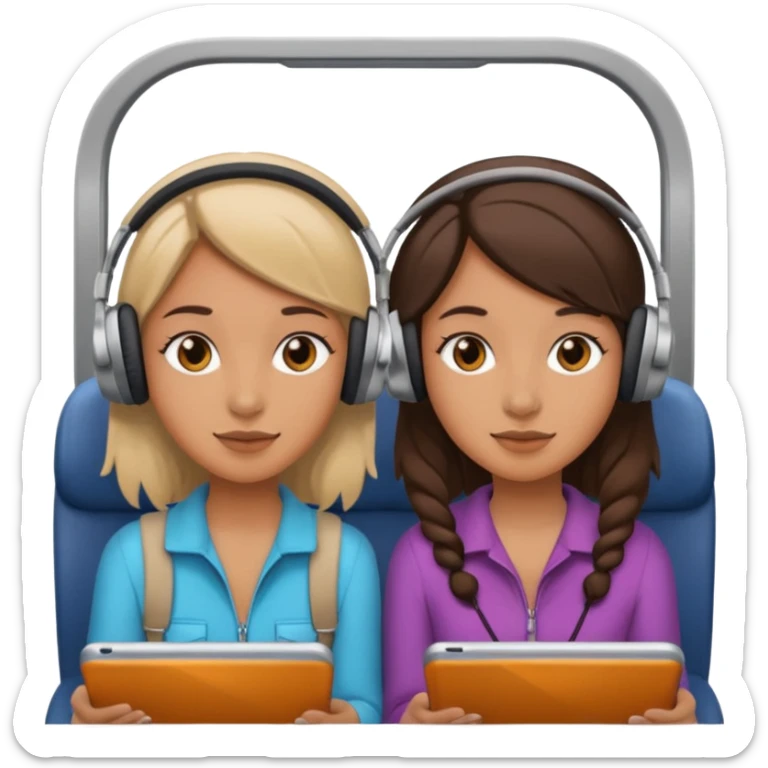 2 girls on plane sticker
