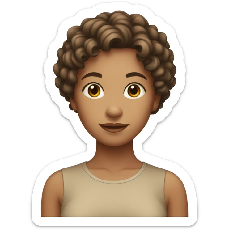 Girl with tan skin and short curly hair sticker